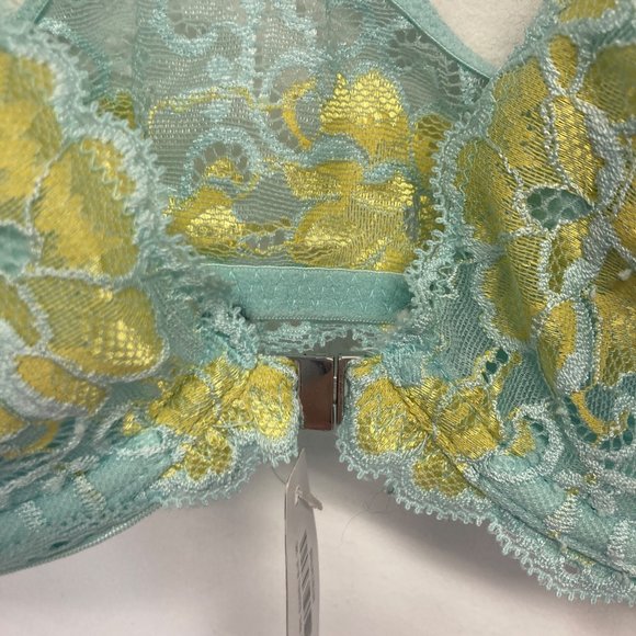 NWT adore me eggshell blue yellow lace underwire bra 34C - Picture 4 of 7
